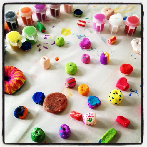 Salt dough beads--somewhat soggy!